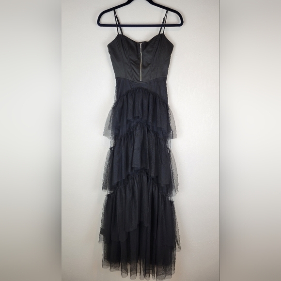 NWT City Studios Junior Sweetheart-Neck Tiered Dress on Blacl Size 12 - Picture 2 of 13